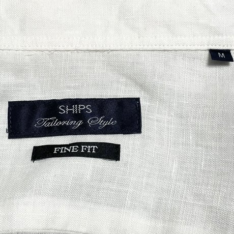 MADE IN JAPAN製 SHIPS FINE FIT 長袖リネンシャツ ホワイト Mサイズ