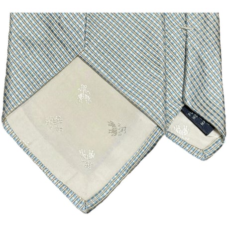 MADE IN USA製 BROOKS BROTHERS ブロックチェック柄シルクネクタイ スカイブルー