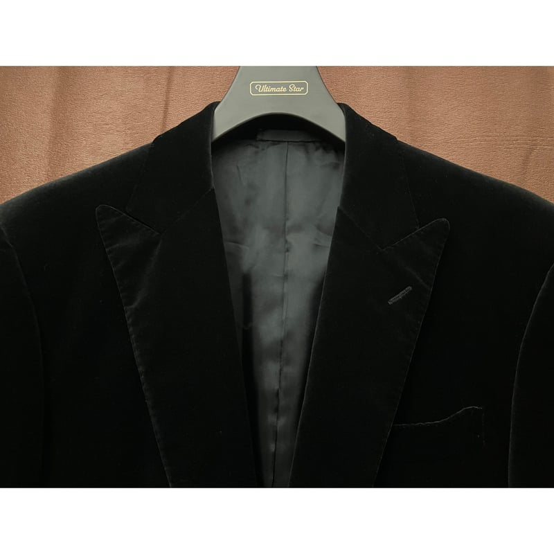 MADE IN ITALY製 RALPH LAUREN ベルベットテーラードジャケット ブラッ