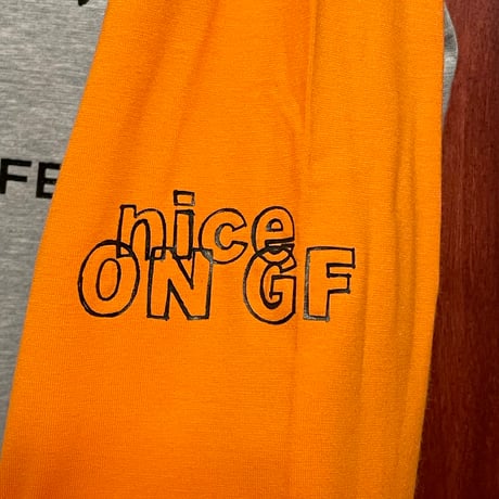 MADE IN ITALY製 GF FERRE 長袖プリントTシャツ オレンジ×グレー XXLサイズ