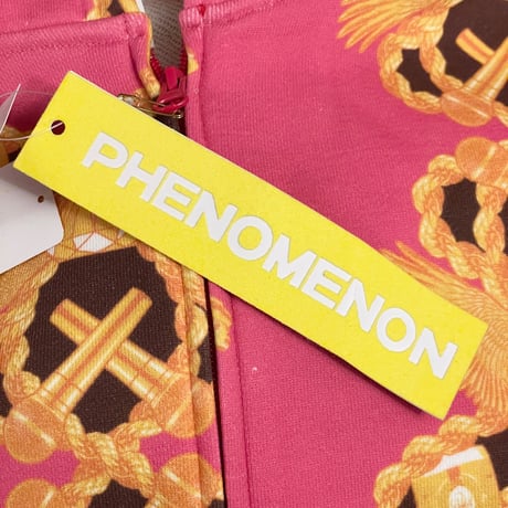 激レア ☆タグ付き新古品☆ MADE IN JAPAN製 PHENOMENON 2007年原宿店オープン記念モデル 24K総柄フルジップパーカー ピンク Lサイズ