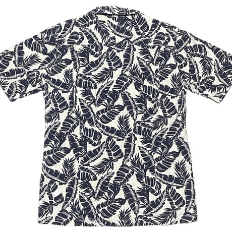 LOUNGE LIZARD シアサッカー生地アロハシャツ ホワイト×ネイビー 3/Lサイズ