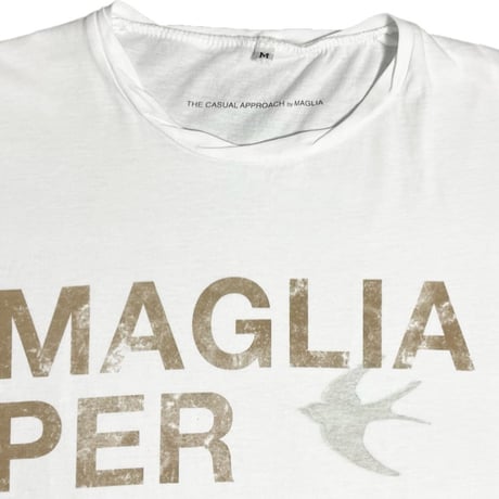 ★新品★ MADE IN ITALY製 MAGLIA 2024年SSモデル 「COLLINA」 ロゴプリント クルーネックTシャツ ホワイト S～Lサイズ