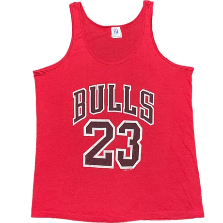 MADE IN USA製 90s LOGO7 BULLS 23 JORDANモデル タンクトップ レッド Lサイズ
