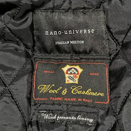 MADE IN ITALY製Wool&Cashmere ITALIAN MELTON生地使用 nano universe メルトンコート ネイビー Sサイズ