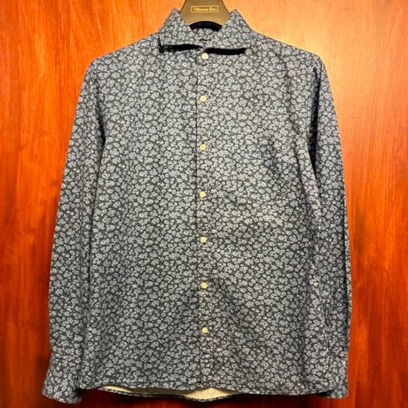 MADE IN JAPAN製 SHIPS Shuttle notes 花柄 長袖シャツ ネイビー Mサイズ