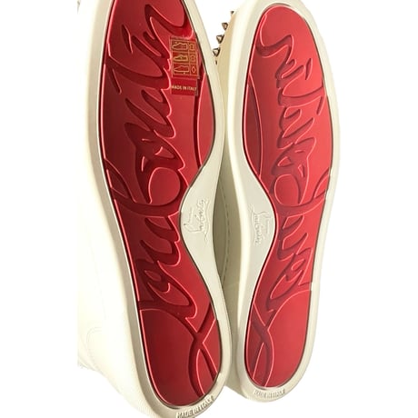 ☆箱、付属品インボイス付き新古品☆ MADE IN ITALY製 Christian Louboutin スタッズ付きハイカットレザースニーカー ホワイト 42サイズ