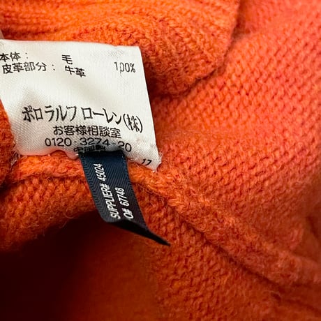 RALPH LAUREN RUGBY ショールカラーウールセーター オレンジ Sサイズ