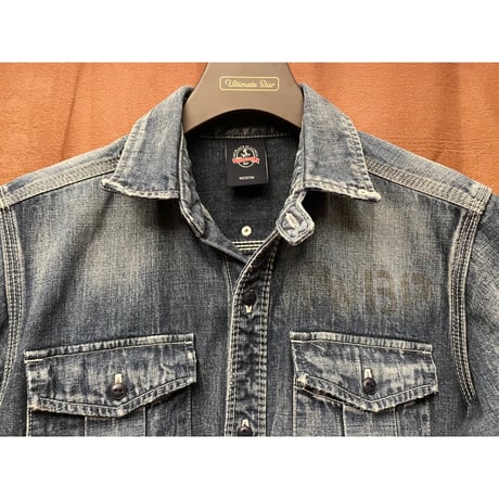 MADE IN JAPAN製 SWAGGER BLACK PLATINUM 長袖デニムシャツ インディゴ Mサイズ