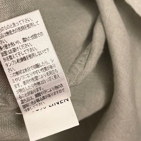 MADE IN ITALY製 Salvatore Piccolo 長袖スタンドカラープルオーバーリネンシャツ グレージュ 38-15サイズ