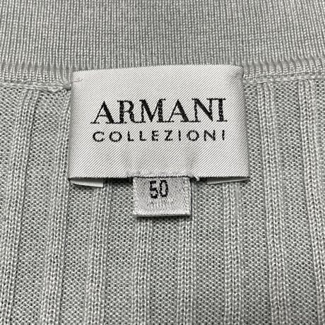 ARMANI COLLEZIONI シルク混半袖ニットポロシャツ シルバーグレー 50サイズ