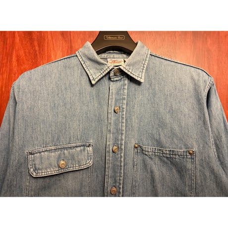 MADE IN USA製 Prentiss OUTDOORS 80's 長袖デニムシャツ ライトインディゴ