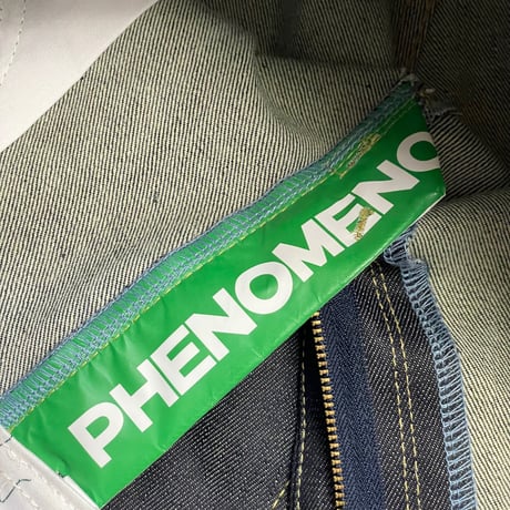 美品 MADE IN JAPAN製 PHENOMENON 2008年モデル ノンウォッシュデニムクロップドスキニーパンツ ブラックインディゴ W32サイズ