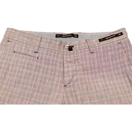 MADE IN ROMANIA製 PT TORINO BERMUDA チェック柄ハーフパンツ グレー×レッド 44サイズ