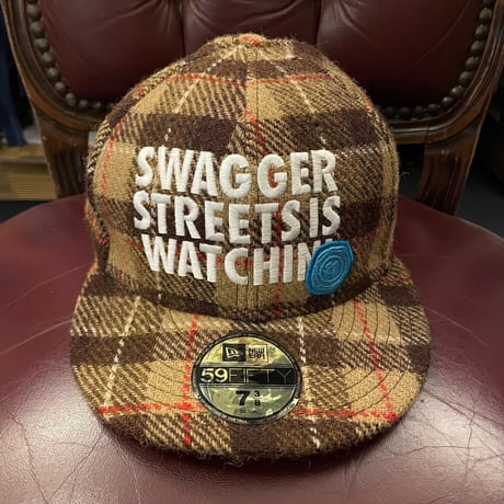 NEW ERA × SWAGGER チェック柄TKNYロゴベースボールキャップ ブラウン 7-3/8 58.7cm