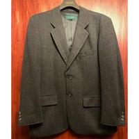 MADE IN ITALY製 Lanificio Del Casentino 生地使用 MADE IN JAPAN製 V.Ajello ブロックチェック柄カシミヤテーラードジャケット グレー Sサイズ