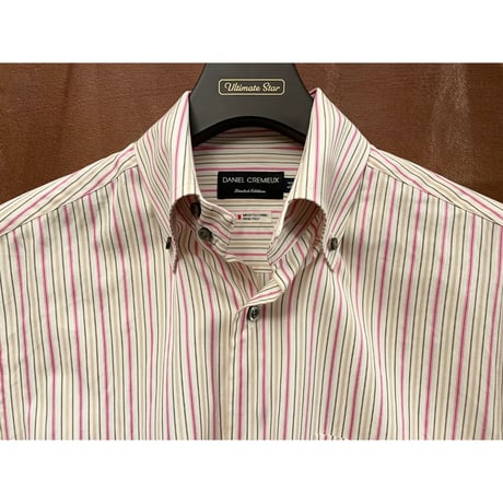 MADE IN JAPAN製 DANIEL CREMIEUX Limited Edition イタリア生地長袖ボタンダウンストライプシャツ マルチカラー Mサイズ
