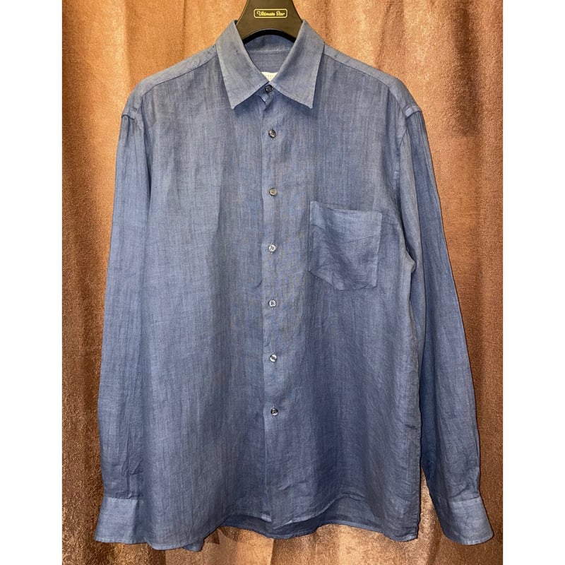 MADE IN ITALY製 BARNEYS NEWYORK 長袖リネンシャツ ブルー