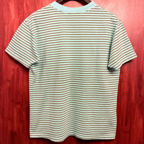 MADE IN USA製 Good On ボーダー柄 半袖Tシャツ ミントグリーン×ブラウン Mサイズ