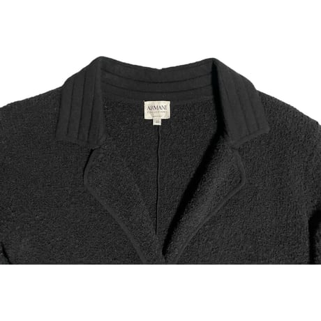 MADE IN ITALY製 ARMANI COLLEZIONI パイルニットウールジャケット ブラック 40サイズ