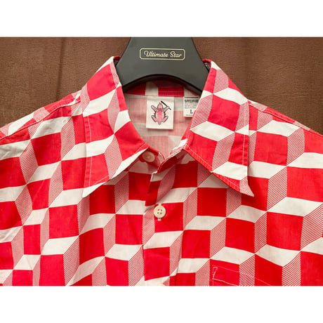 MADE IN JAPAN製 PHENOMENON 2008年モデル 長袖ブロックチェックシャツ ホワイト×レッド Lサイズ