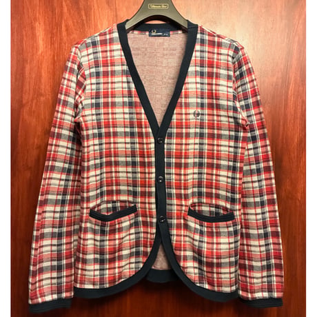 MADE IN JAPAN製 FRED PERRY チェック柄 コットンカーディガン マルチカラー Mサイズ