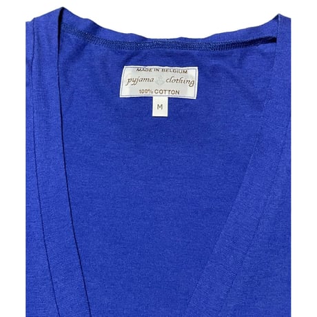 MADE IN BELGIUM製 pyjama clothing 長袖コットンカーディガン ブルー Mサイズ