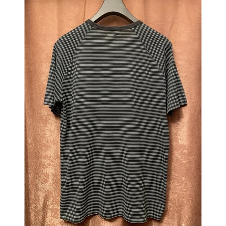 MADE IN ENGLAND製 SUNSPEL クルーネックボーダー柄ラグランTシャツ ブラック Lサイズ