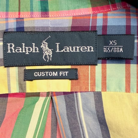 Ralph Lauren CUSTOM FIT チェック柄 長袖ボタンダウンシャツ マルチカラー XSサイズ