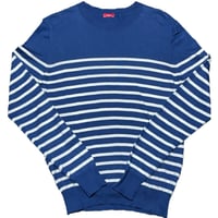 MADE IN ITALY製 altea ボーダークルーネックコットンセーター ネイビー Mサイズ