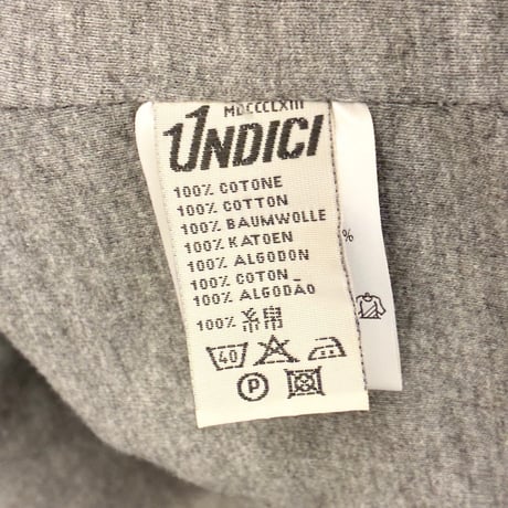MADE IN ITALY製 UNDICI ITALIA スウェットジャケット チャコールグレー Sサイズ