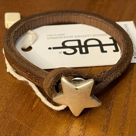 ★新品★ MADE IN ITALY製 TULSI STELLA ハンドメイドレザーブレスレット ブラウン S/Mサイズ