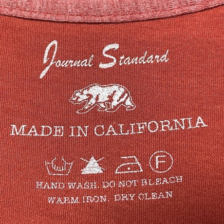 MADE IN USA製 JOURNAL STANDARD CALIFORNIA ポケット付きクルーネック半袖Tシャツ エンジ Lサイズ