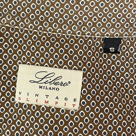 Libero Milano VINTAGE SLIMFIT 長袖総柄シャツ ブラウン Sサイズ