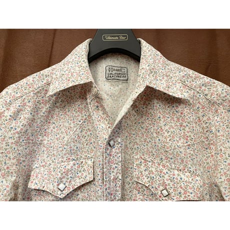 MADE IN USA製 H BAR C CALIFORNIA RANCHWEAR 半袖花柄ウエスタンシャツ ホワイト