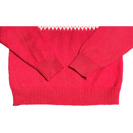 MADE IN USA製 MORIARTY SWEATER ノルディック柄ハンドメイドウールセーター レッド Sサイズ