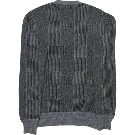 ▲訳あり商品▲ EDIFICE Lelegance ブロックチェック柄ウールアンゴラセーター チャコールグレー 46サイズ