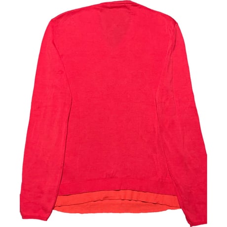 Calvin Klein レイヤード仕様Vネックコットンセーター レッド Mサイズ