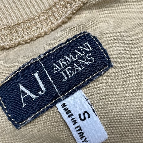 MADE IN ITALY製 ARMANI JEANS ラグラン半袖Tシャツ キャメル Sサイズ