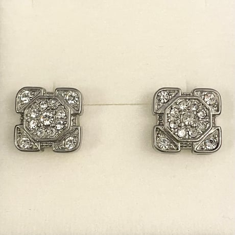 HIP-HOP ラッパー ダイヤ風ピアスセット シルバー