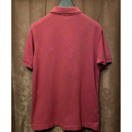 MADE IN FRANCE製 80s CHEMISE LACOSTE 半袖鹿の子ポロシャツ ワイン 3サイズ