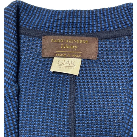 MADE IN ITALY製 nano universe Library GIAK by LATORRE ニットテーラードジャケット ブルー Mサイズ