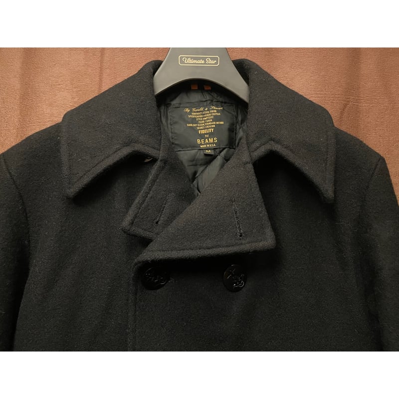 MADE IN USA製 FIDELITY for BEAMS ウールPコート ブラック Mサ MADE IN USA製 FIDELITY for BEAMS ウールPコート ブラック Mサ