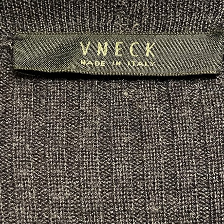 MADE IN ITALY製 VNECK 切り替えメリノウールカーディガン ネイビー 52サイズ