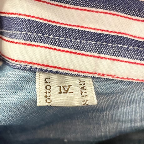 MADE IN ITALY製 Brioni 長袖ストライプ柄シャツ ホワイト×インディゴ 4サイズ