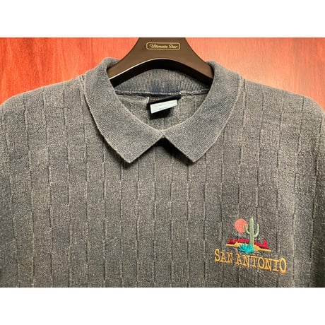 MADE IN USA製 80s～90s Cottontops 襟付きコットンデニムトレーナー インディゴ Mサイズ