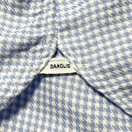 MADE IN ITALY製 DANOLIS per BEAMS F 長袖ギンガムチェックシャツ サックス Mサイズ
