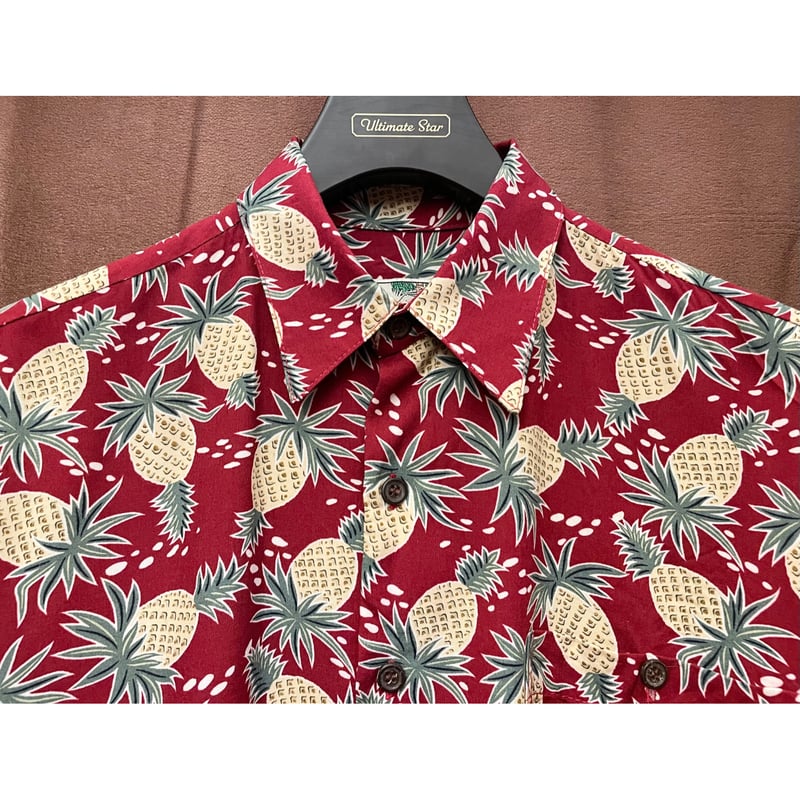 MADE IN HAWAII製 TORI RICHARD 半袖パイナップル柄アロハシャツ