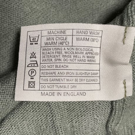 MADE IN ENGLAND製 JOHN SMEDLEY クルーネックウールセーター セージグリーン Lサイズ