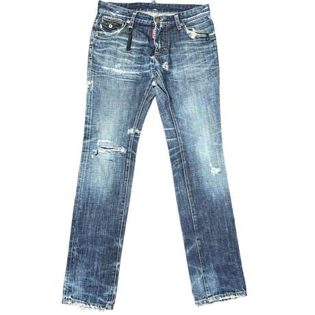 MADE IN ITALY製 DSQUARED2 ダメージ加工デニムパンツ インディゴ 46サイズ